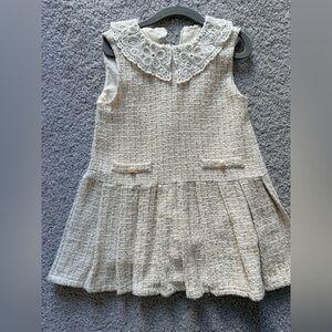 Barton et Chocolat Girls Tweed Dress with Lace Collar